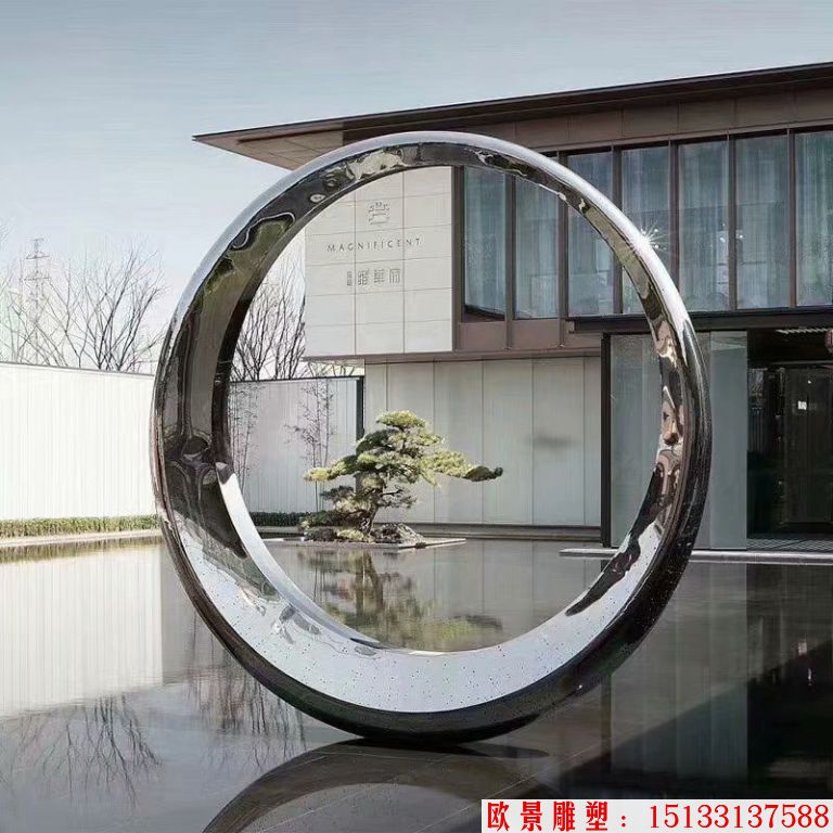 不锈钢圆环雕塑 镜面效果圆环雕塑6