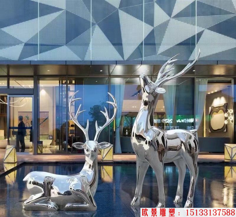 不锈钢镜面圆雕小鹿雕塑 304材质锻造工艺