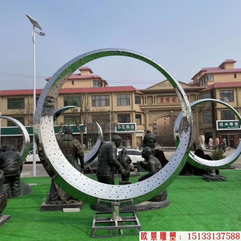 不锈钢圆环雕塑 镜面效果圆环雕塑4