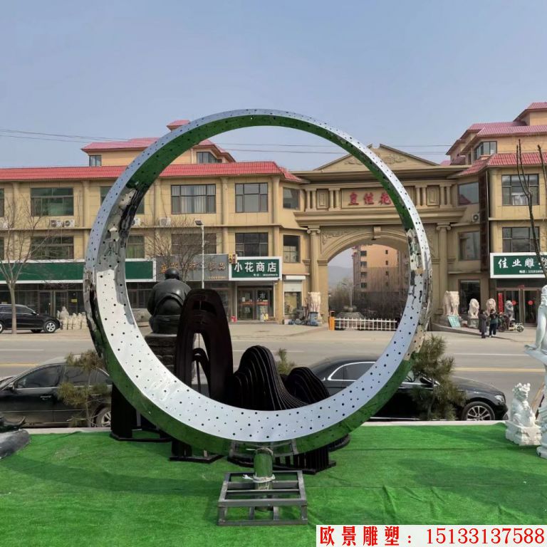 不锈钢圆环雕塑 镜面效果圆环雕塑3
