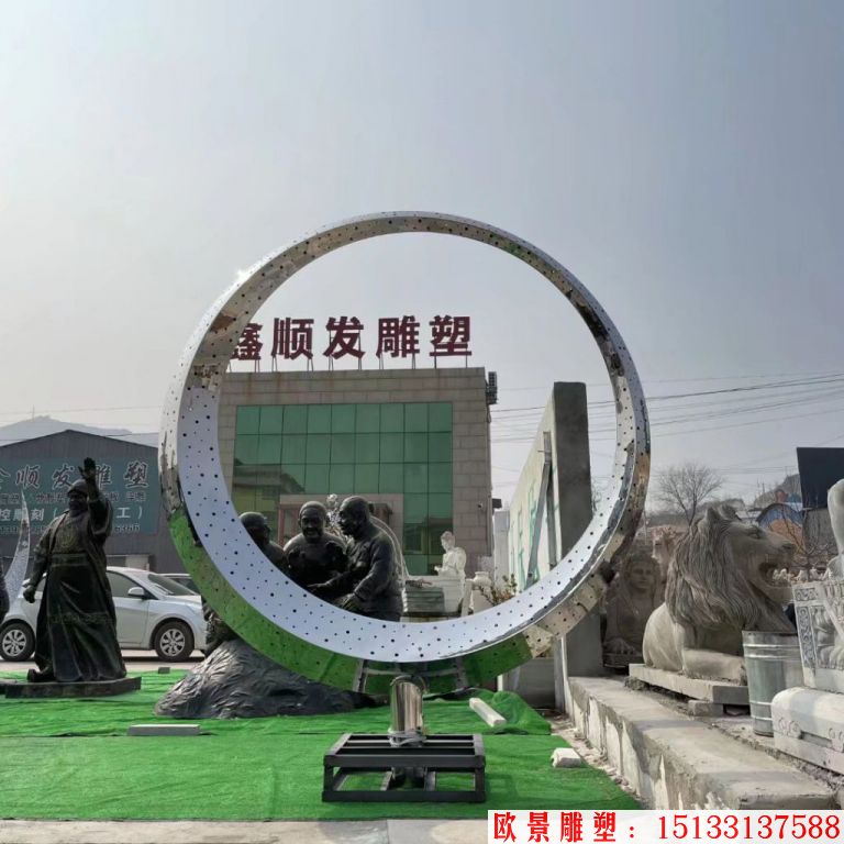 不锈钢圆环雕塑 镜面效果圆环雕塑